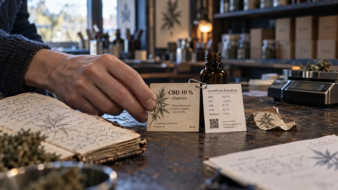 cbdtoulouse : certificat d’analyse CBD et flacon